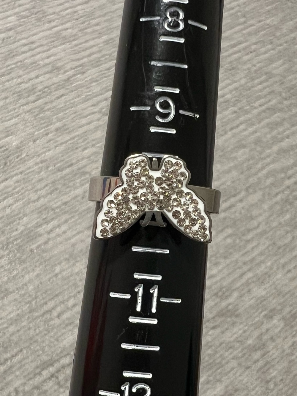 Stainless steel Gold Butterfly Ring with Clear Crystals